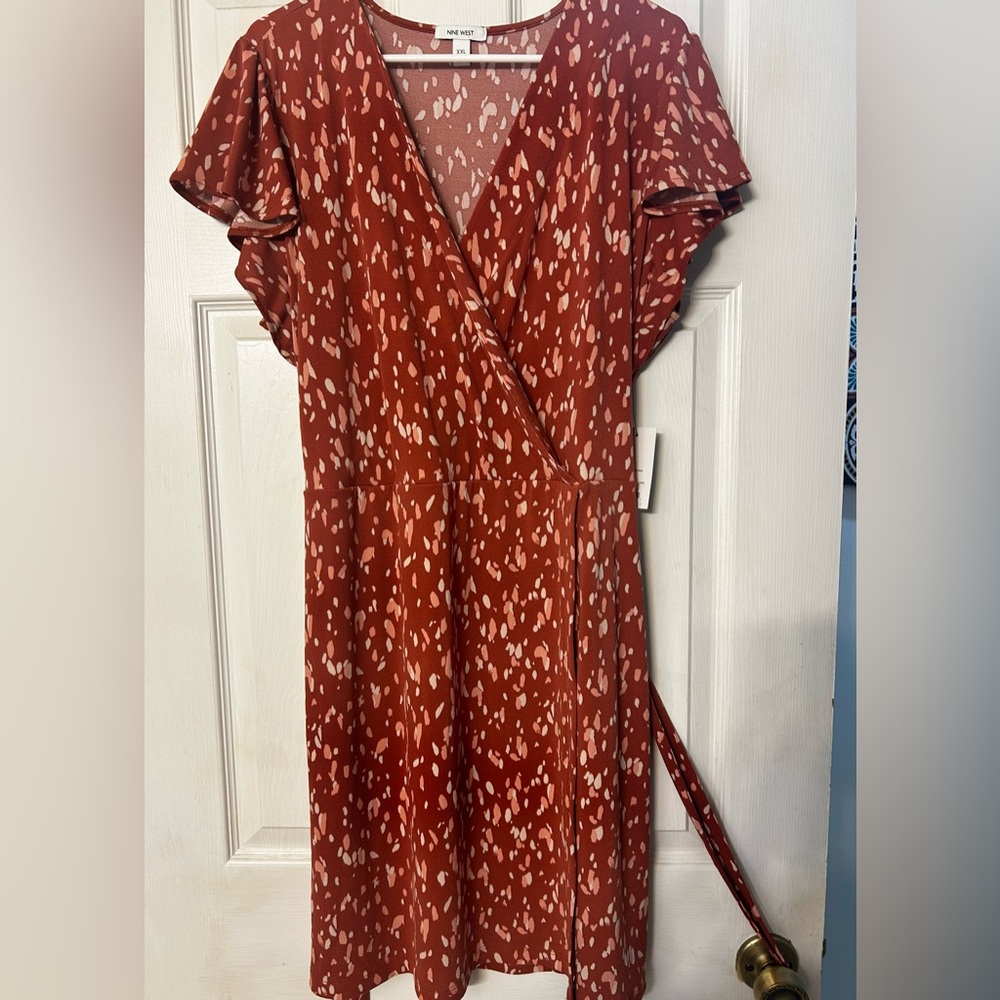 Nine West Women’s Flutter Sleeve Wrap Dress, Size XXL, NWT